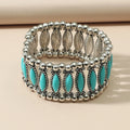 Retro Boho Style Western Elastic Turquoise Bracelet for Woman