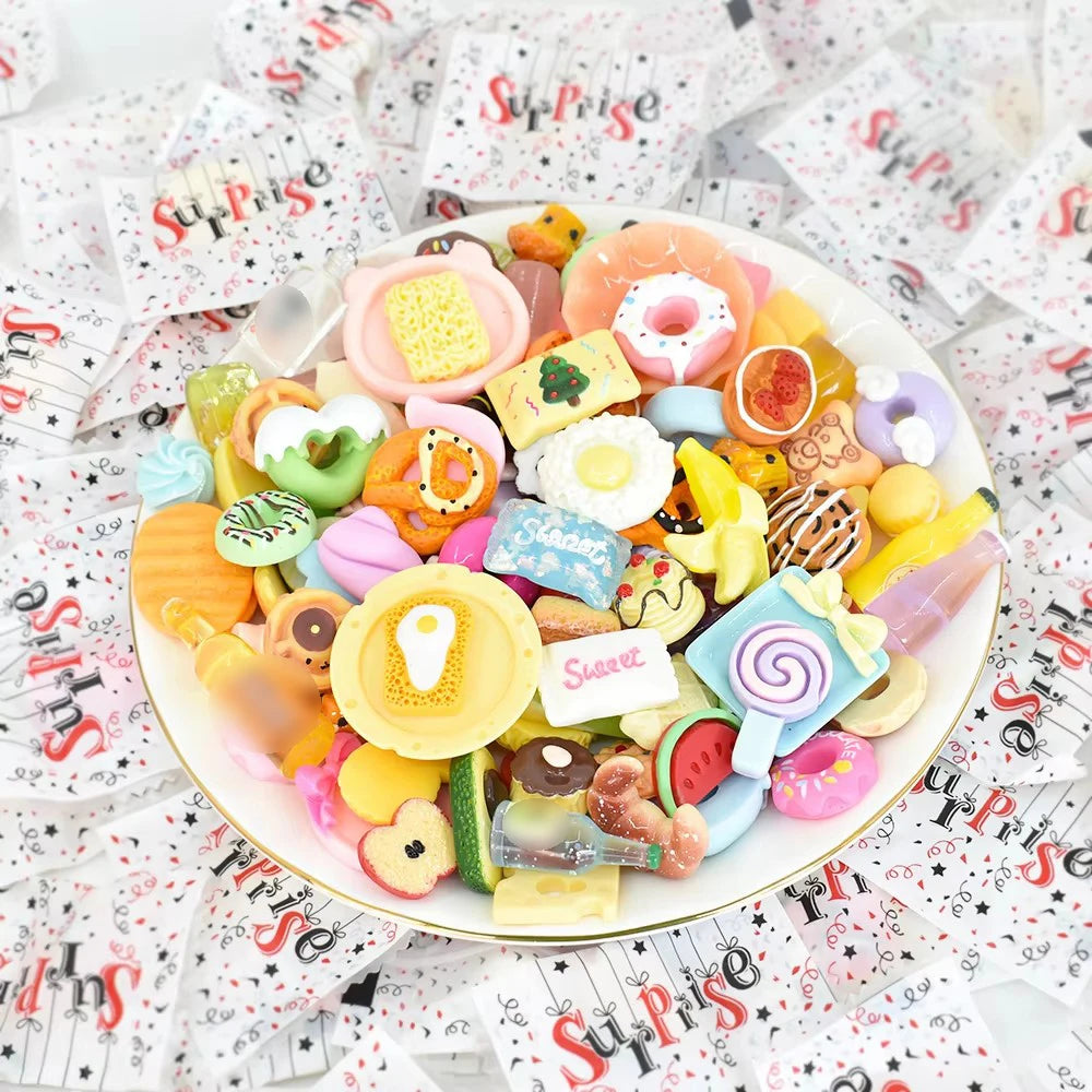 20Pcs Wholesale Surprise Package Resin Charms Lucky Blind Bag for Doll House Miniature Food Toys Christmas Gift