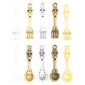 5 Colours Alloy Metal Antique Sliver Spoon Fork Charm Jewelry Making DIY Handmade Craft 34*9mm J159