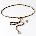 Trendy Fashion Ladies Metal Belt with Square Pendant Chain Type Fancy Waist Accessory