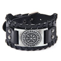 MIO  Viking Totem Punk Braided Rope Alloy Bracelet Bangle Wristband Genuine Leather Bracelet for Men Wide Cuff Wristbands