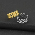 Adjustable Stainless Steel Heart-Shaped Ring for Women-Trendy 18K Gold Plated Hollow Design Finger Ring