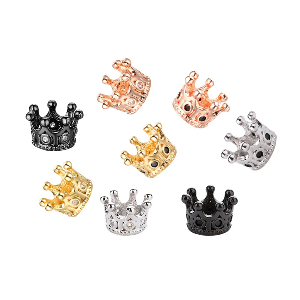 Handmade Accessories DIY Jewelry Brass Micro Paved CZ Cubic Zirconia Crown Spacer Beads for Jewelry Making Charm Connector