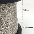 1.6mm Flat Cable Sterling Silver Cable Chain Bulk Jewelry Making Supplies Wholesale China Chain Roll Jewelry 925 Silver
