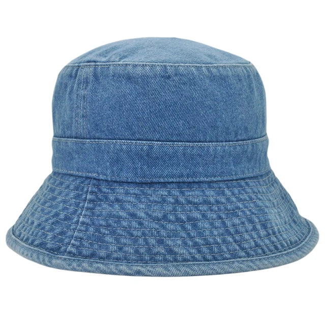 Summer Women Custom Logo Wide Brim Washed Denim Fisherman Bucket Hat Caps Sun Hat Basin Caps Foldable