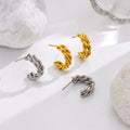 New Temperament 18K Gold-plated Jewelry Earrings Vintage Stainless Steel Earrings French Elegant Twist C-shaped Earrings
