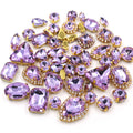 Wholesale 3D Golden Claw Buckle Violet Mixed Sizes Sew-on Technique Crystal Claw Drill Loose Rhinestones on Glass Material
