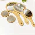 Customized Eco-friendly Bamboo Wood Pocket Mirror with Laser Engraved Logo Metal Frame Makeup Mirror