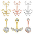 Real Gold Titanium Belly Button Ring Snake Evil Eye Butterfly Fake Blue Glow for Pregnant Women Featuring Zircon Inspired Zodiac