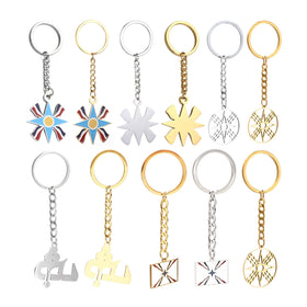 Manufacturer Enameled Assyria Flag Pendant Keychain Stainless Steel 18K Gold Plated Enamel Assyrian Charm Key Chain