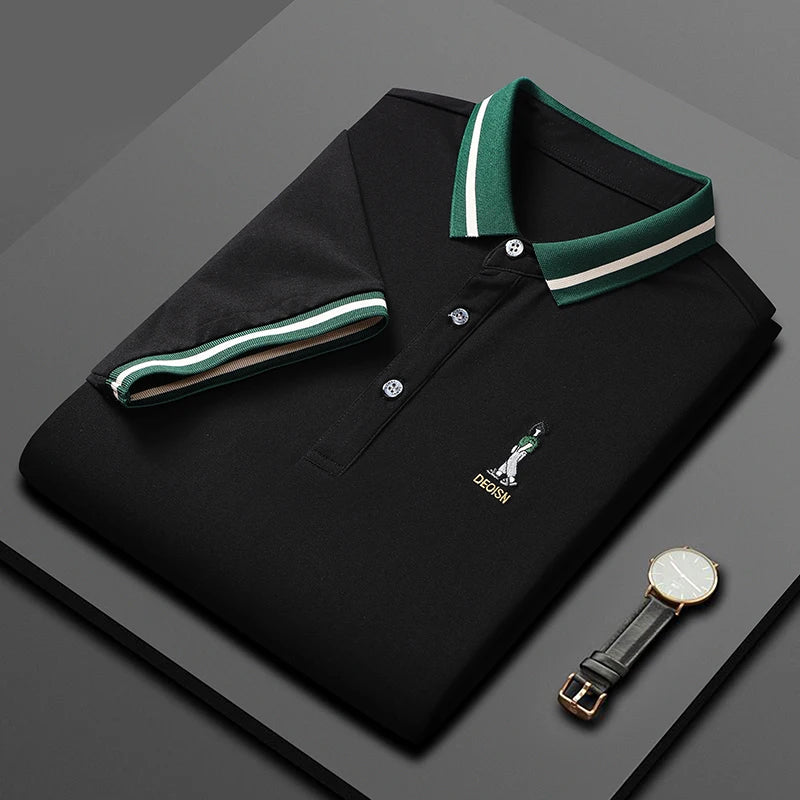 Wholesale customization of high-quality polo shirts cotton stretch embroidered logo short sleeved Unisex golf polo shirts