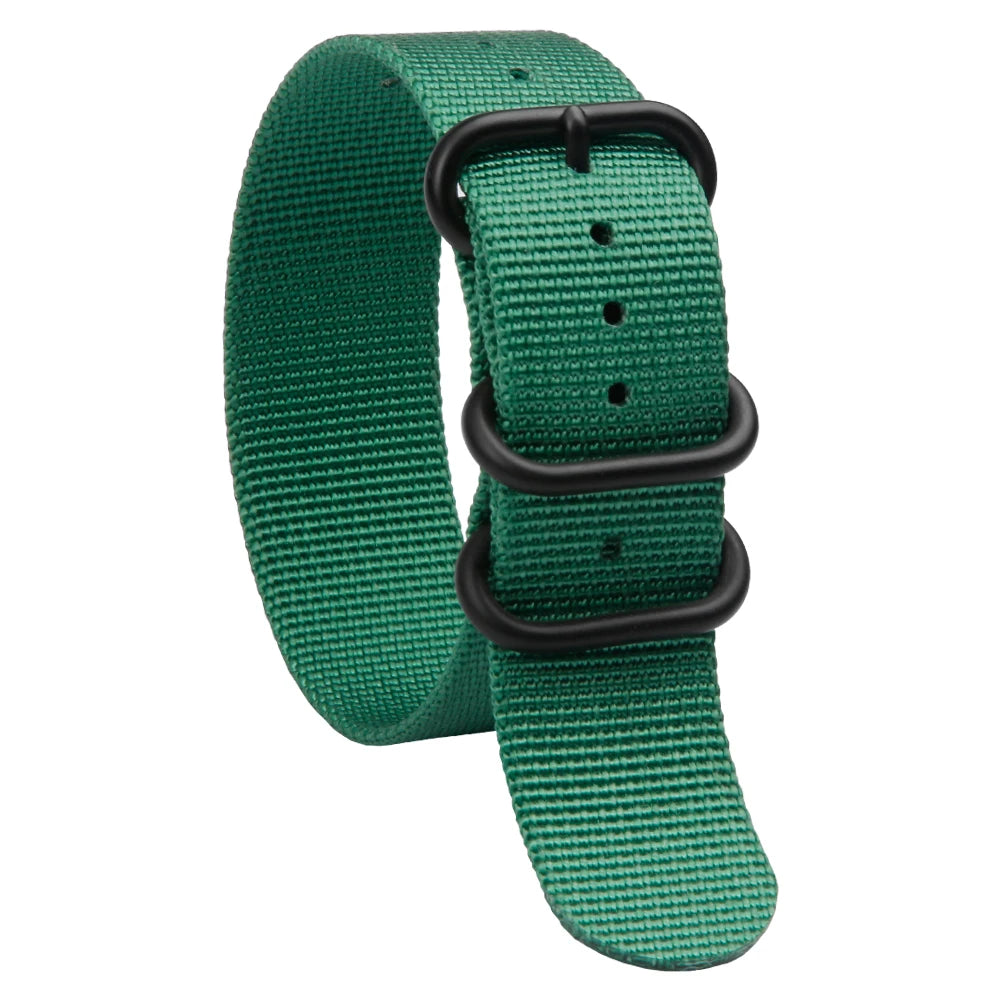 Fashion Green Nylon Watch Strap 18mm 20mm 22mm 24mm Replacement Fabric Watch Band With Black PVD Buckle