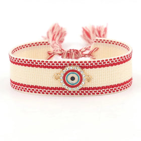 Ethnic Jewelry Turkey Alloy Lucky Eye Diamond Webbing Tassel Woven Friendship Bracelet for Women