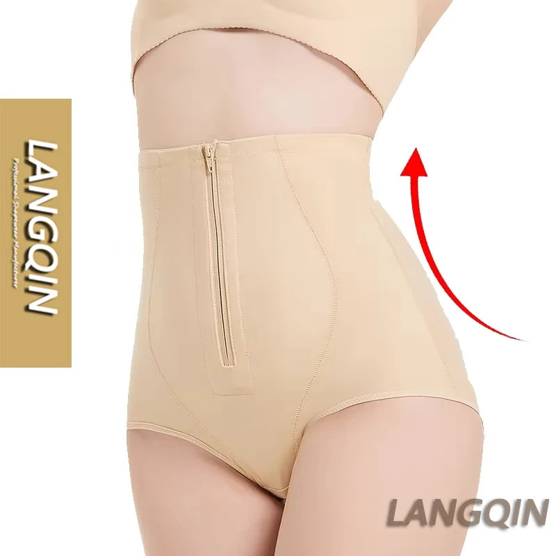 Langqin Firm Thin Tummy Control Bodysuit Underwear Body Shaper Thong Women Open Bottom Crotch Panties