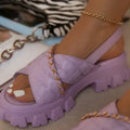New Womens Casual Shoes Chain Small Fragrant Wind Rhombus Sandals Pure Color Plus Size Women Shoes Womens Sandals