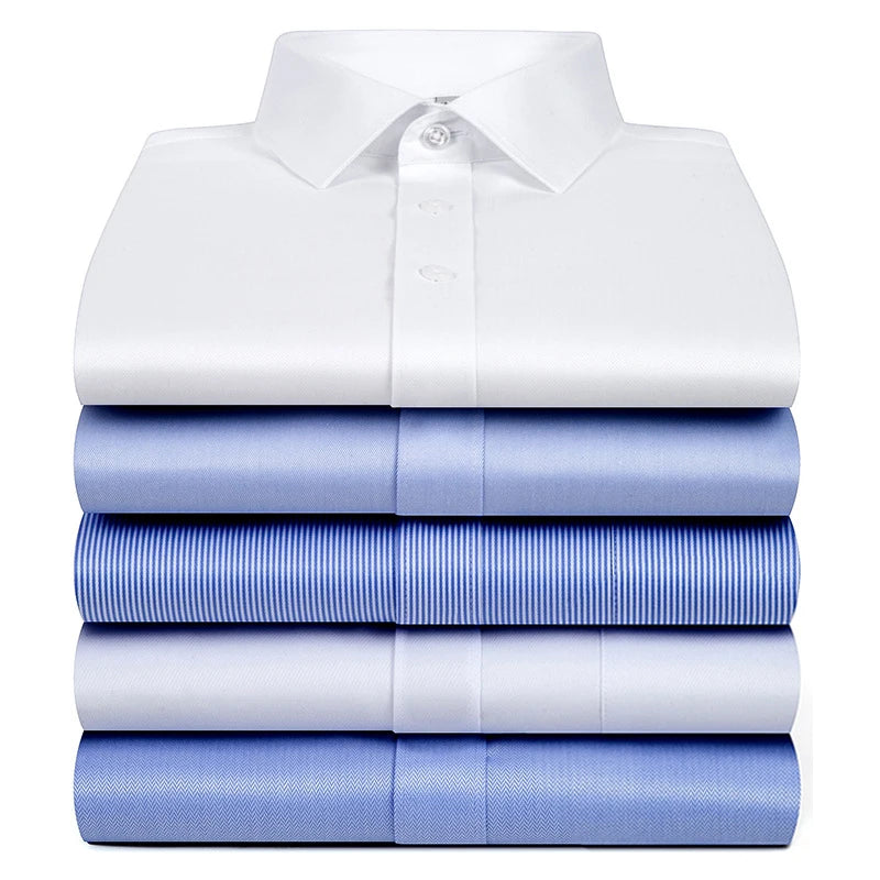 Custom Luxury DP Non Iron Anti-Wrinkle Cotton Dress Shirts Long Sleeve Business Mens Shirts White Office Formal Shirts