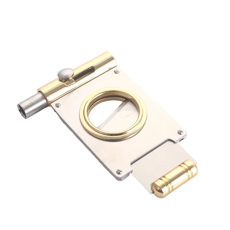 Portable Double Blade Foldable Cigar Cutter Sharp Stainless Steel Hidden Round Diamond Luxury Silver Metal Accessories