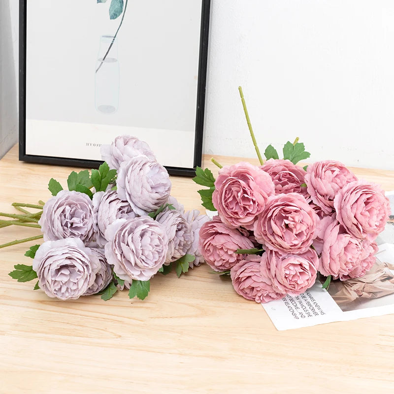 Wedding Hot Sale Decoration Background Artificial Flower Small Rose Peony Single Lulian