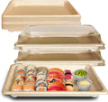 Eco-friendly Sushi Packaging Box with Clear Lid Separetely Disposable Kraft Paper Sushi Containers
