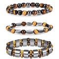 European and American Fashion 8mm Tiger Eye Bead Bracelet Hematite Magnetic Stone Bracelet for Men