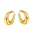 QUSEDINY Hypoallergenic Chunky Huge Hollow Stainless Steel Gold Plated Women Large Round Huggie Hoop Earrings