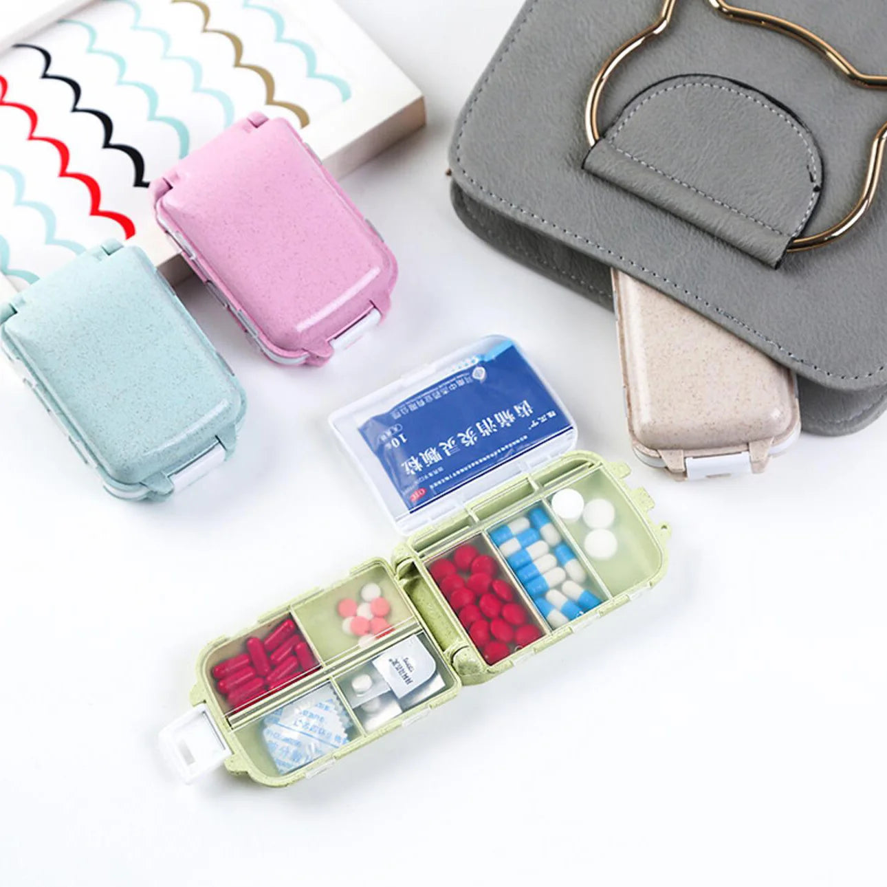 Portable Eco-Friendly 7-Day PP Pill Box Small Moisture-Proof Weekly Organizer for Travel Purse & Pocket with Custom Logo