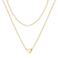 Cute Heart Necklace Tiny Choker Necklaces Small Gold Love Open Heart Pearl Chain Necklace for Women