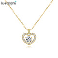 LUOTEEMI Fashion New Hearts and Arrows CZ Diamond Heart Cubic Zirconia Heart Shape Pendant Necklace