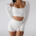 Wholesale Hot Sale Women Long Sleeve Gym Top Custom logo Solid Color Cross Back Fitness Yoga Tops for Women