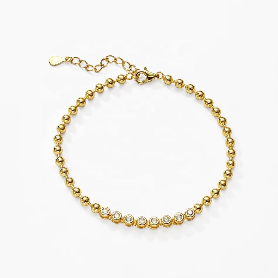 Nagosa Nickel Free Women Vintage 925 Sterling Silver Gold Vermeil Jewelry Cubic Zirconia Chain Tennis Bracelet