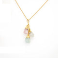 Zooying Customized Raw Birthstone Cascade Necklace Natural Boho 3 Natural Stone Necklace