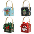 Christmas Candy Cookie Treat Paper Boxes With Window Xmas Party Favour Gift Packaging Paper Boxes With Handle for Presents
