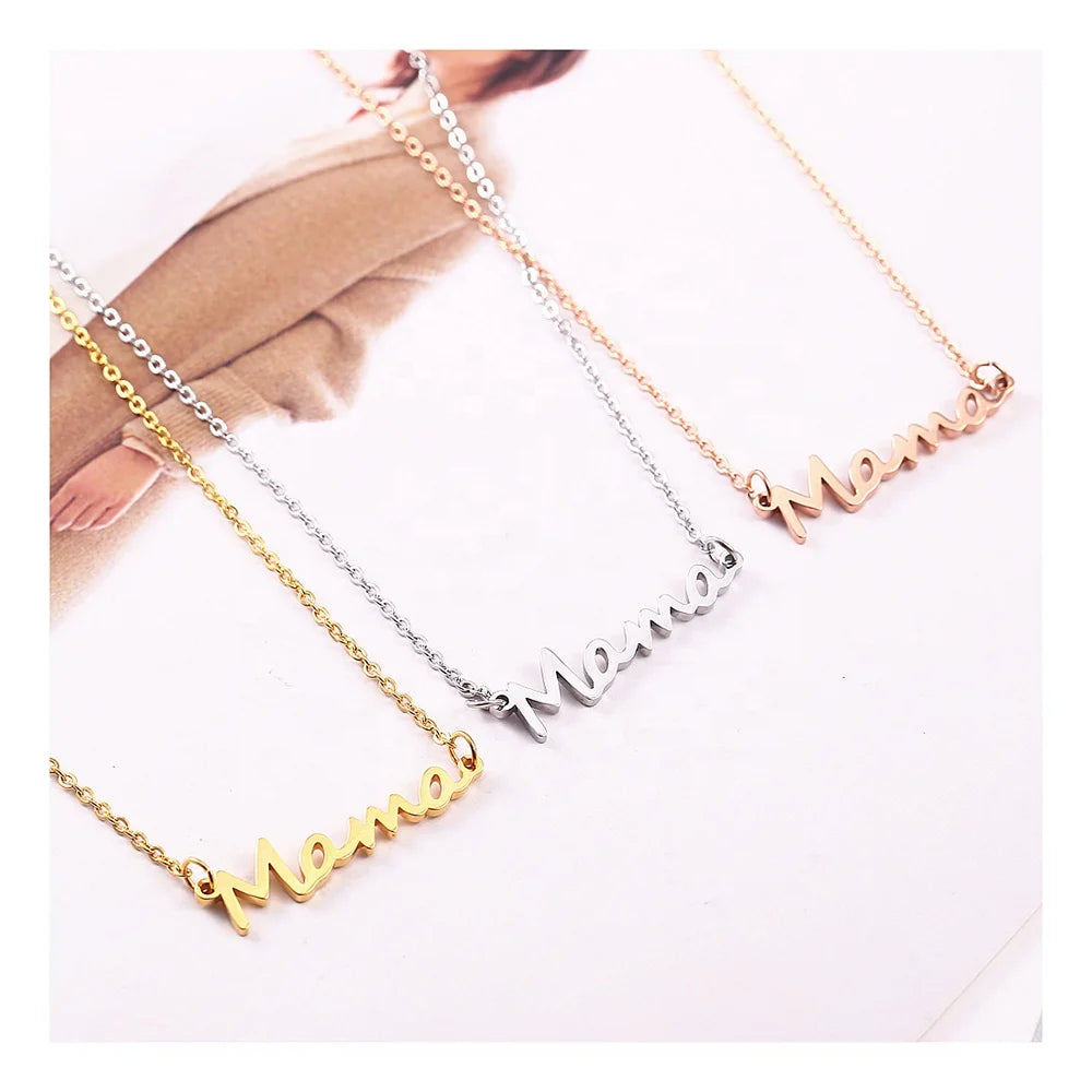 Customized 2022 Mom Gift  Mama Pendant Necklace Stainless Steel Choker Jewelry 18k Gold Plated Gold Mama Necklace
