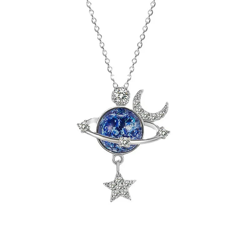 Women's Crystal Rhinestone Moon Star Necklace Personalized Message Card Perfect Gift for Weddings Parties Anniversaries