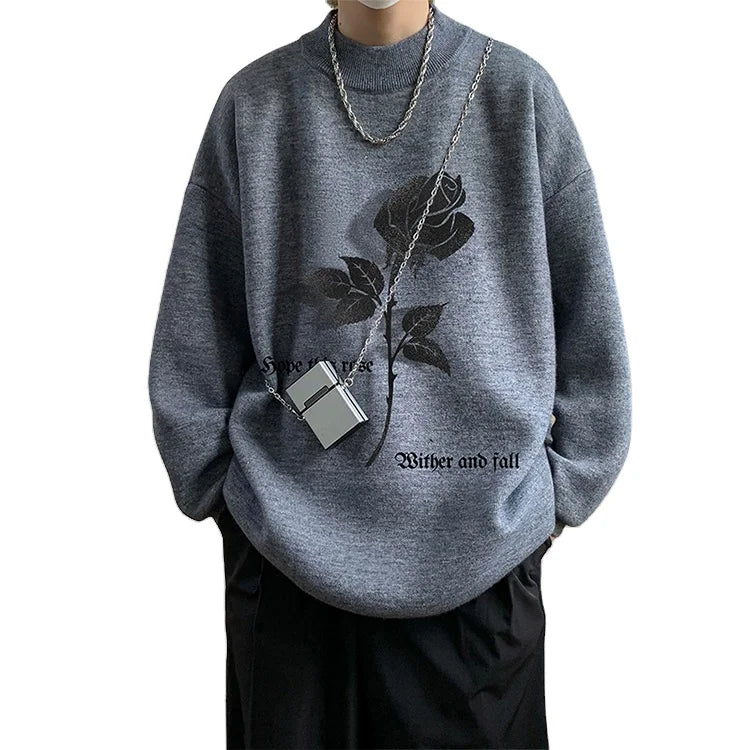 2024 Factory Custom Men's Pullover Sweater Jacquard Full Sleeve Knitted Sweater 7GG Thick Anti-pilling Winter Knit Sweater