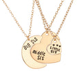 Big Middle Little Sister Three Per Set Letter Gold Silver Heat Heat Necklace