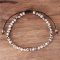 Popular Jewelry New Cute 4mm Natural Dalmation Jasper Beaded Dainty Bracelet Women Yoga Tibetan Adjustable Minimalist Bracelet Jewelry Wholesale