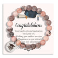 Graduation Gift Natural Stone Pink Zebra Bead Jewelry Bracelet Gift for Graduate Senior Class of 2024 2025 2026 Beaded Bracelet