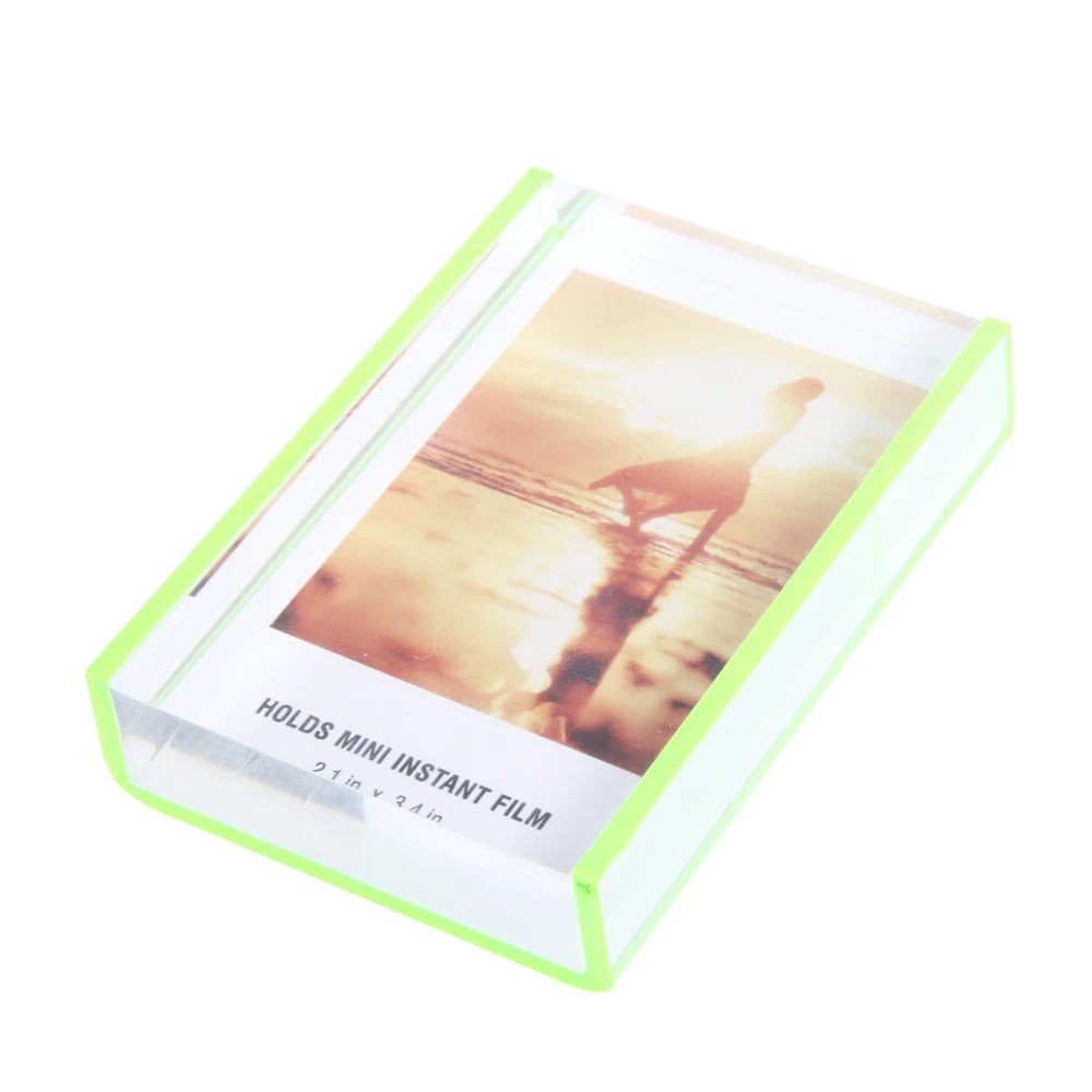 Free Sample Acrylic Small Picture Frame  Instax Mini Clear Cute Picture Frame with Neon Edges for Tabletop & Desktop