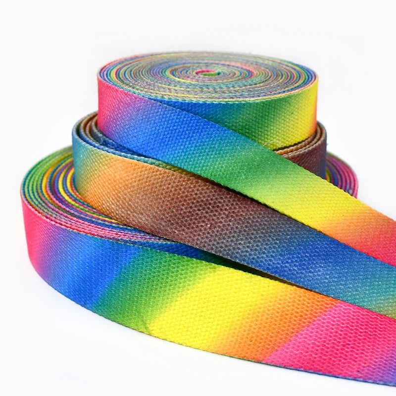 Deepeel RD103 25/30/36mm Rainbow Tie Dye Woven Webbing Strap Roll Vibrant Color Gradient Fabric Ribbon Bag Belt Clothing Webbing