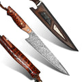 Well Design Handmade 8in Snakewood Handle Layers Damascus Steel Carbon Steel Japanese Kitchen Chef Knife with Sheath