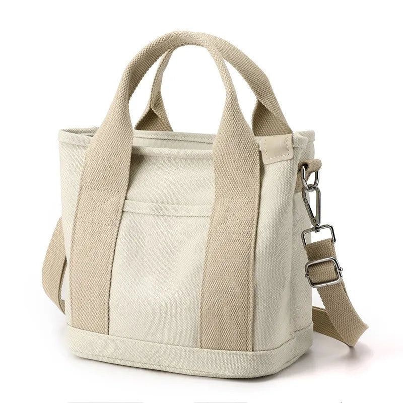 Hot Factory Price Women Girls Portable Winter Spring Autumn Summer Japan Style 100% Plain Cotton Canvas Tote Bag Pocket Zipper