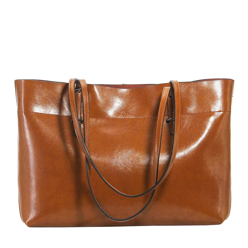 JinYi Genuine Leather New Arrival Genuine Cowhide Leather Ladies Tote Bag Luxury Women Leather Handbag