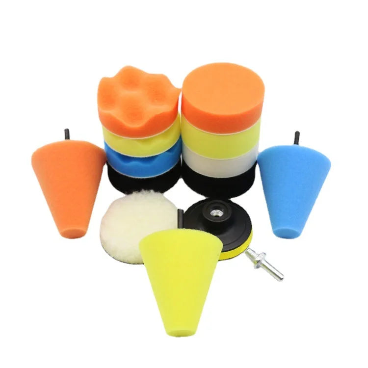 PMS 3inch 14pcs Wheel Polishing Flat Wave Sponge Disk Waxing Sponge Wheel Wool Disk Car Polisher Power Tools Accessories