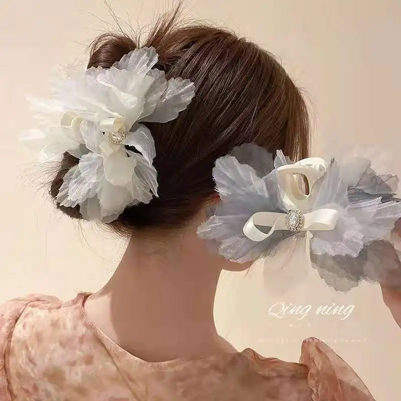 Wholesale Mesh Hair Claws Crab Hair Clips Headdress for Women Large Acrylic Satin Hair Claws