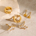 Ilona New Design 18k Gold Plated Women Hoop Earring Stainless Steel Zircon Heart Stud Earrings Fashion Sets