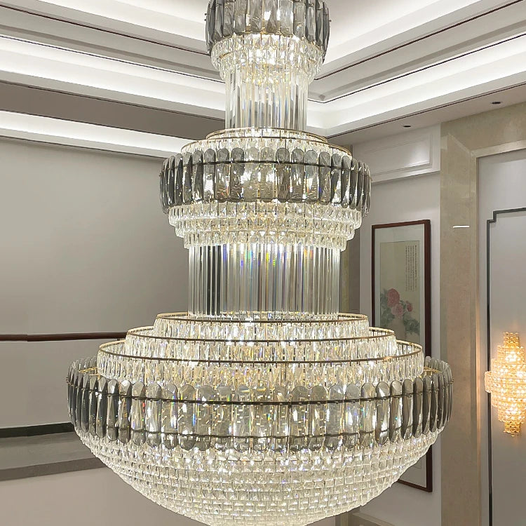 Luxury Chandeliers Restaurant Multi-Layers Chain Decoration Rotary Crystal Living Room Hanging Lamp Nordic  Led Pendant Lights
