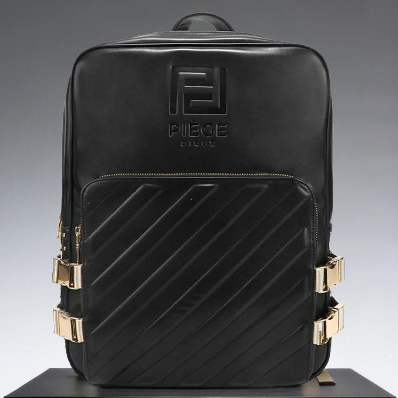 Luxury Designer Men's Business Computer Backpack Casual Leather with Large and Medium Capacity Polyester Lining Shoulder Bags