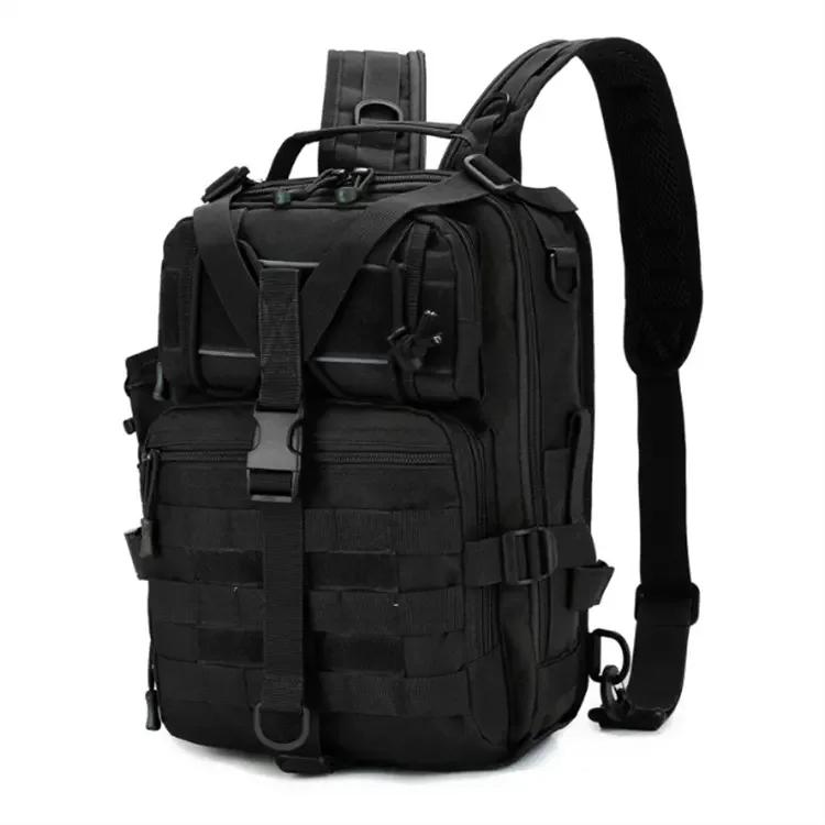 MOLLE Tackle Backpack Small Tactical Sling Bag for Outdoor Hiking & Fishing Assault Shoulder Bag with Waterproof Compartment