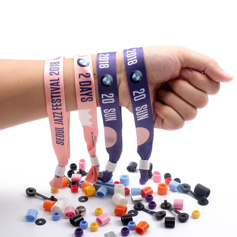 Wholesale Custom Logo Event Festival Wristbands Fabric Wristbands Music Party Personalize Woven Festival Wristband for Promotion